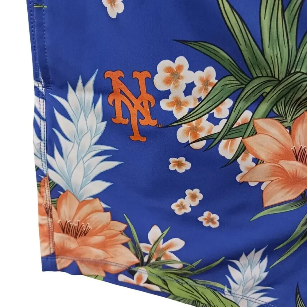 Hurley Swim Trunks MLB NEW YORK METS Men's XL BLUE Tropical Floral Board Shorts